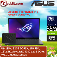 ASUS ROG ZEPHYRUS G16 GU605M-ZQR004WO GAMING LAPTOP (U9-185H32GB2TB SSD16"2.5K240HzRTX4080 12GBWIN11