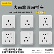 Type 86 Concealed One Open 16A Round Flat Five Holes with Switch India Africa Big Three Round Holes 