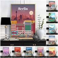 Modern City Spain Valencia Seville Print Posters Berlin Brussels Canada Wall Art Decor Miami Melbour