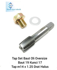 Paket Tap Baut olih Overzise Motor/Mobil Set Baut 19 Kunci 17 tap m14x1.25 tap Drat Halus TEKIRO