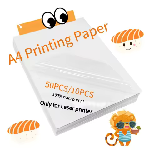 Laser printer sticker 100% Transparent laser Sticker Paper 10/50 Sheets A4 Waterproof Premium Printi