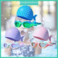 POOP Kids Swim Goggles Swim Caps Set Child Swimming Goggles Frog Resistant Swimming Goggles Child Sw