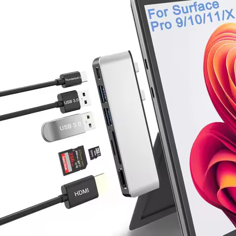Surface Pro 9/10/11/X Hub Docking Station with 4K HDMI 8K Video Display USB-C Adapter for Surface Pr