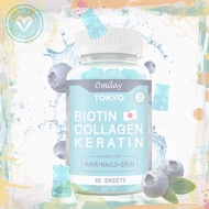 Omilay Biotin Gummies with Collagen Biotin Supplement for Women Men Hair Loss Skin and Nails
