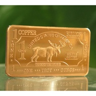 1 oz One Troy Ounce USA Moose .999 Fine Copper Bullion Bar Cu Element 1oz