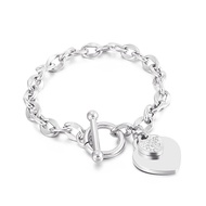 Heart Initial Bracelet Charms Chain Bracelet For Women Stainless Steel Bracelet Birthday Christmas J