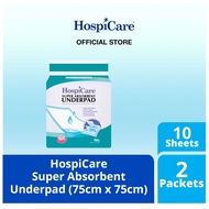 2 packs HospiCare Super Absorbent Underpad size 75cm x 75cm