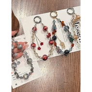 phone charm phone charm strap High-End Heidi Beads Mobile Phone Chain Peach Blossom Tassel Light Lux