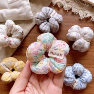 Vintage fabric puffy flower hair tie/hair tie, cute vintage Korean style baby ponytail 2025