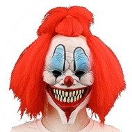 Topeng Badut Halloween yang Menakutkan untuk Dewasa dengan Rambut, Topeng Kostum Joker Pembunuh Jaha