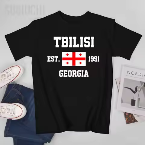 Patriotic Flag Georgia EST.1991 Tbilisi Men Tshirt Tees T-Shirt O-neck T Shirts Women Boys Clothing 
