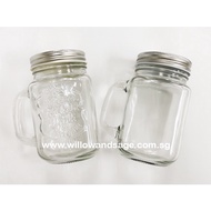 Mason Glass Jar/ Mug/ Cup with Lid and Straw  480ml Plain/Words