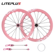 LITEPLUS ชุดล้อคาร์บอนไฟเบอร์พับสำหรับจักรยานชุดล้อขนาดเล็ก20นิ้วตัวปรับแบบดึงตรงฮับคาร์บอนแบบลึกดิส