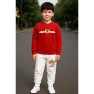 MERAH Boys' Sweater and Jogger Suit HUT RI 80 Suit 17 August Red and White Competition Uniform Happy