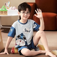 2-14 Years Childrens Pajamas Summer Boys Middle Big Children Thin Cartoon Ultraman Summer Home Air C