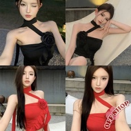 OFF SHOP New 2025 Black And Red Tube Top Additional Neck Strap Decoration'fy2570 1