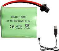 E-YIIVIIL 3.6V 2400MAH AA NiMH Rechargeable Battery Pack with SM-2P Black 2 Pin Connector Plug and U