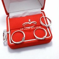 925 Silver Ring with White Gold Plating - 925 Silver Crown Model Women's Ring