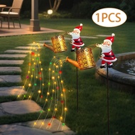 [szlztmy2mg] Santa Solar Watering Can Light with Garden Stake Decorative Christmas Solar