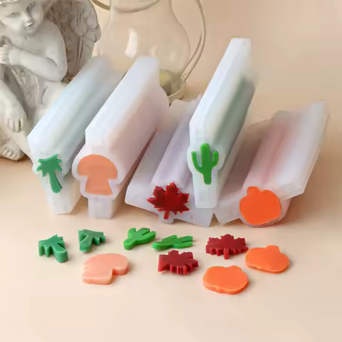 3D Botanical Series Soap Molds Cactus/Mushroom/Maple Leaf Shapes Plants Resin Tube Tool for DIY Hand