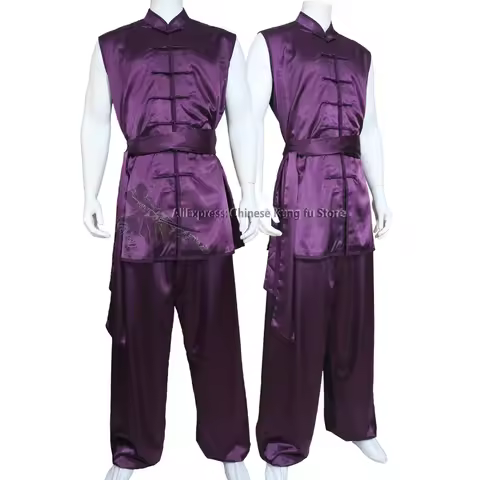 Dark Purple Chinese Nanquan Suit Kung fu Martial arts Qigong Uniforms Tai chi Clothes Wing Chun Jack