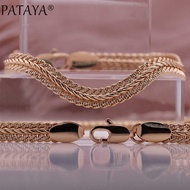 PATAYA585 Rose Gold Real Gold Color Retention Electroplating Fashion Set Copper Bracelet Necklace Ma