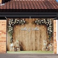 Mr & Mrs Engagement Garage Door Cover Banner Decorations Backdrop 7x8ft White Floral Wall Light Colo