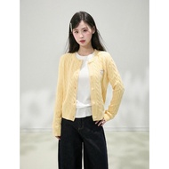K Knitted Cardigan Women's Twist Texture Yellow Long-Sleeved Cardigan Autumn Yellow Cardigan Jacket