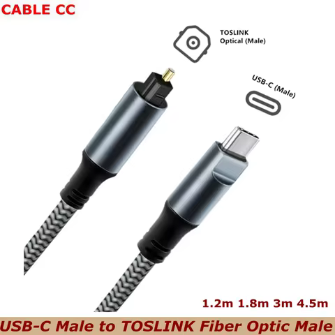 Braided USB C to Optical Audio Cable 3Ft USB C to Toslink Optical Cable with Gold-Plated Connector f