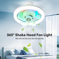 RGB Color Fan Light E27 Ceiling Fan Bulb with LED Light and Remote Control Dimmable Household Lighti