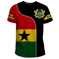 Summer New Tigre African Country Flag Men's Print T-Shirt Ghana National Emblem Pattern Casual Overs