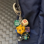 RPG Dice Keychain D20 Polyhedral Dice Bag Charm Colorful Tabletop Gaming Pendant for Backpack Handba
