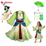 Hua Mulan Costume for Kids Girl Chinese Traditional Hero Mulan Hanfu for Girls Summer Long Sleeve Gr