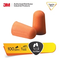 3M Foam Earplugs 1110, Corded (100pairs/box) NRR 29dB