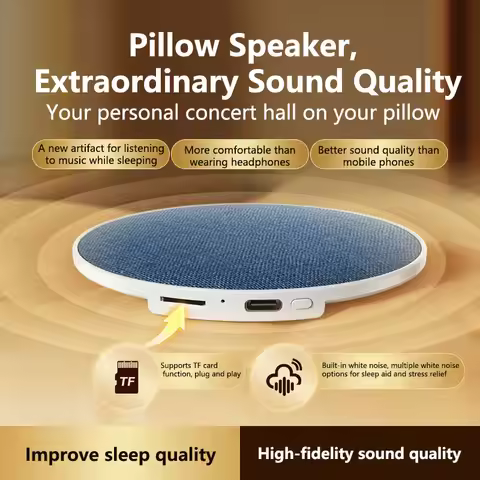 New Wireless Pillow Speaker Sleep Aid 360° Surround Sound Bluetooth 5.4 Hifi Stereo Sound Private Au