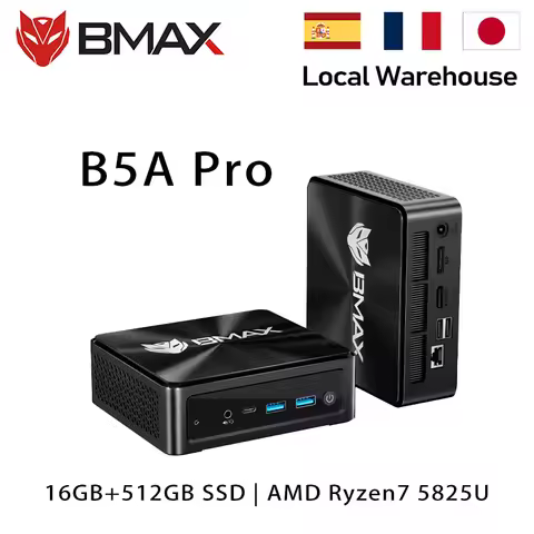 BMAX B5A Pro Mini PC | AMD Ryzen 7 5825U/5700U | Radeon Graphics | 16GB+512GB | Win11 Pro | 4K@60Hz 
