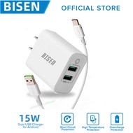 BISEN BC758 Realme Fast Charger 15W Dual USB Fast Charging 3A Portable Travel Wall Charger Adapter for Realme C11 C12 C15 C21Y C25Y C25S C35 C2 C3 5 5i 5Pro 6 6i 6Pro 7 7i 7Pro 8 8i 8 Pro 9 Pro Plus Narzo 20 30A 50 50i 50A Prime XT GT Master