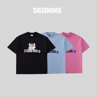 [ Sozo-one ] - Curious Cat 220g/m2 Cotton T-shirt X0999 Oversize Couple