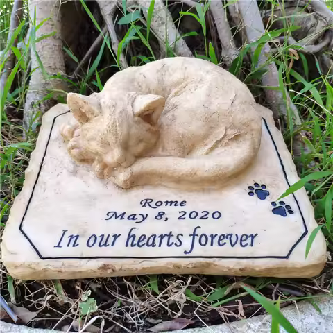 Perfect Cat Memorial Stone with A 3D Cat On The Top Sympathy Cat Loss Gifts For Outdoors Indoors Gar