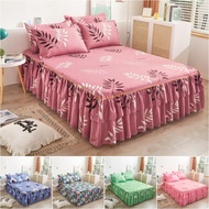 3PCS Printed Bedding Set Soft Bed Skirt Bedspread Queen King Size Bed Sheet Mattress Cover With Pill