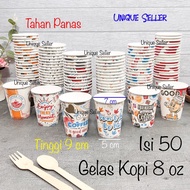 [Contents 50] Paper Cup White Coffee Cup 8 oz Heat Resistant Paper Coffee Cup 8oz (Hot) White Motif