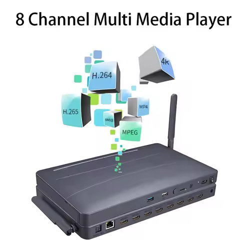 4K 8 Ways Video Streamer Box 1 IN 8 OUT HDMI Player 8 Port Multi Media Player HDMI Splitter USB U Fl