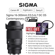 SIGMA 16-300MM F/3.5-6.7 DC OS CONTEMPORARY LENS (3 YEARS WARRANTY) SONY E / CANON RF / FUJIFILM X S