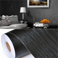 Wallpaper Sticker Dinding Motif Kayu Serat Hitam Panjang 10Meter X