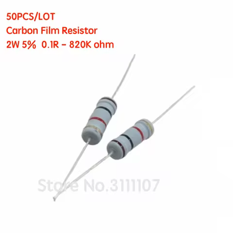 50PCS 2W 5% Carbon Film Resistor 0.1R - 820K ohm 0.1 0.5 4.7 5.6 10 47 470 560 750 200K 510K 820K oh