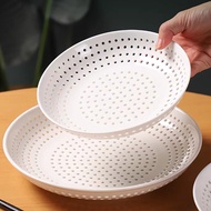 Ceramic Porous Steaming Plate Dumpling Buns Whole Grains Seafood Drain Disc Multi-Scene Small Hole D
