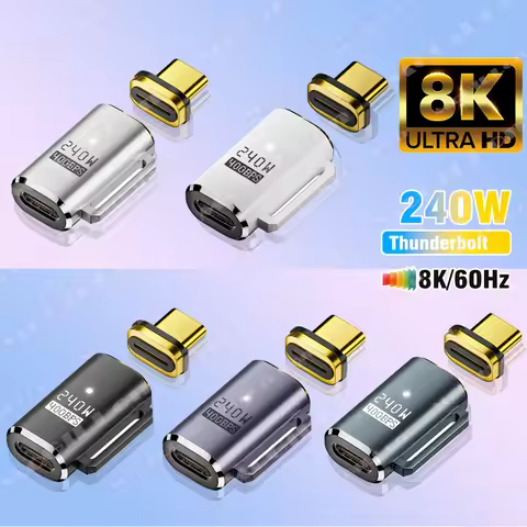 USB4.0 Thunderbolt4 Magnetic USB C To Type C Adapter 240W 40Gbps Fast Charging Magnet Charge Convert