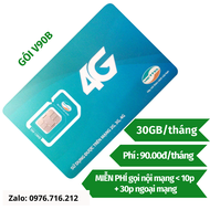 Sim Viettel gói cước V90B - V120B - V150B Khuyến mãi data theo ngày hết dừng truy cập Miễn phí nộ