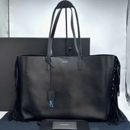YSL 黑色燙金logo流蘇子母單肩托特包35*28*14 98新配件塵袋