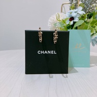 TK2023 Chanel 香奈兒皮鍊帶圓形耳環 Chain And Coco Mark Earrings Black x GHW